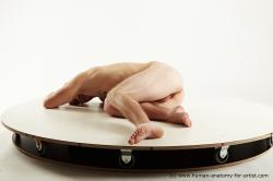 Nude Man White Laying poses - ALL Muscular Bald Laying poses - on side Realistic